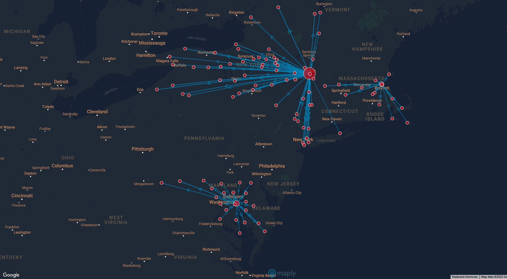 Geographic Network Map (Spatial Network) - Mapping Tools and Features ...