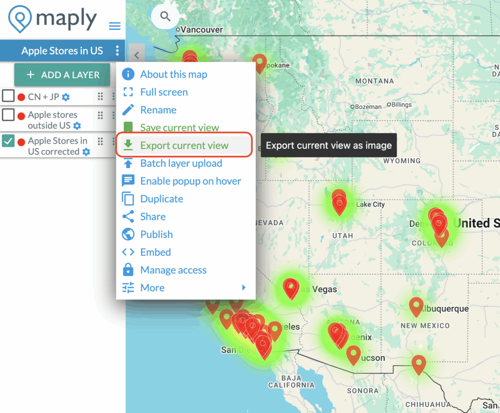 export / download a map from Maply